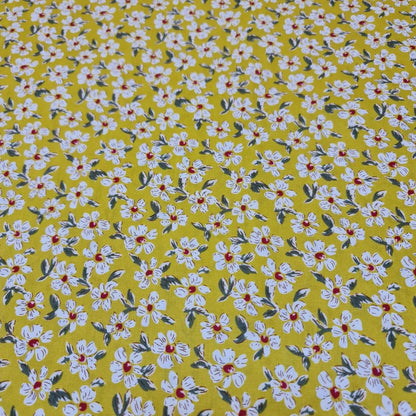 Spring Floral 100% Cotton Poplin Daisy Flower Print Fabric | 58" (147cm) Wide Dressmaking, Craft & Quilting Material – Sold by the Meter