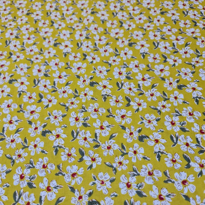 Spring Floral 100% Cotton Poplin Daisy Flower Print Fabric | 58" (147cm) Wide Dressmaking, Craft & Quilting Material – Sold by the Meter