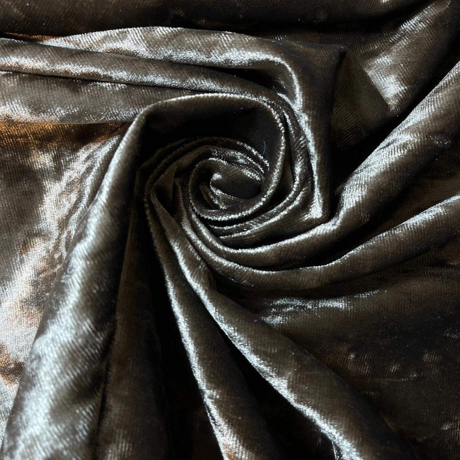 Plush Printed, Plain & Crushed Velvet Fabric | 58" (147cm) Wide Soft Upholstery, Cushion & Curtain Material – Sold by the Meter  Taupe (Crushed)