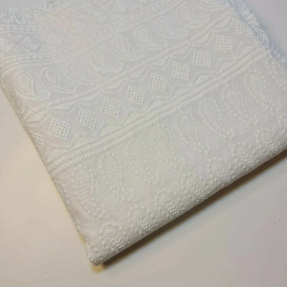 100% Cotton Lawn Broderie Anglaise Schiffli Embroidery Fabric | 44" (112cm) Wide Soft Dressmaking & Craft Material – Sold by the Meter