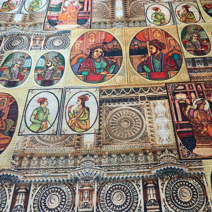 Polyester Faux Raw Silk Fabric – Digital Print 112cm (44") Wide Floral & Abstract Dress Material by the Metre