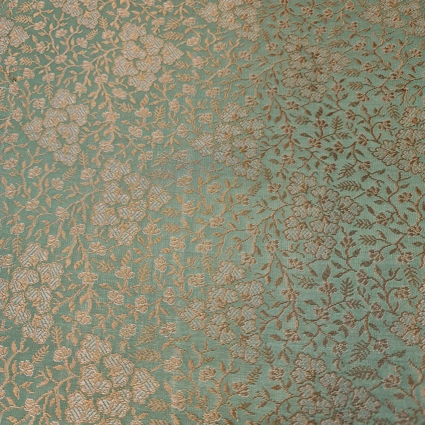 Ornamental Floral Pastels Indian Brocade Fabric | Gold Metallic Design 44" (112cm) Wide Dress, Craft & Décor Material – Sold by the Meter