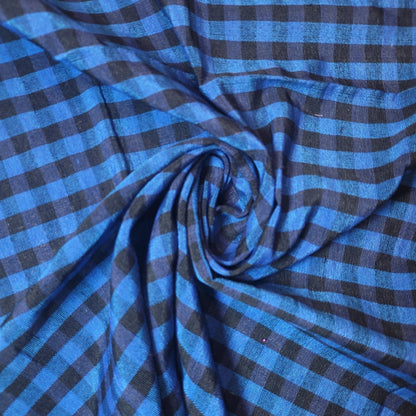100% Cotton Gingham 1/8" Check Plaid Fabric | Parna Patka Dastaar Cloth for Sewing & Crafts – 23 Meter Roll  Blue Black