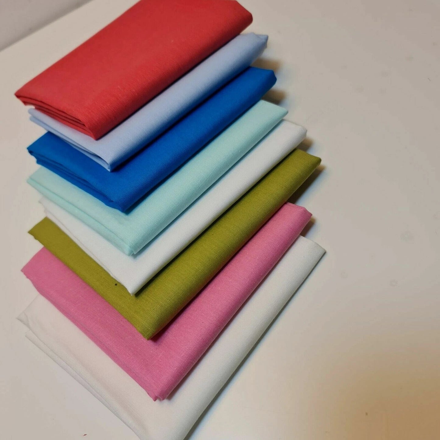 Bright & Pastel Shades Polycotton Fabric | 7 Fat Quarters Bundle (50×50cm) Quilting, Patchwork & Craft Material