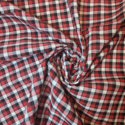 100% Cotton Gingham Woven Fabric | 1/8" Plaid Check 36" (91cm) Wide Dressmaking, Craft & Quilting Material – Sold by the Meter  Red Black White #2