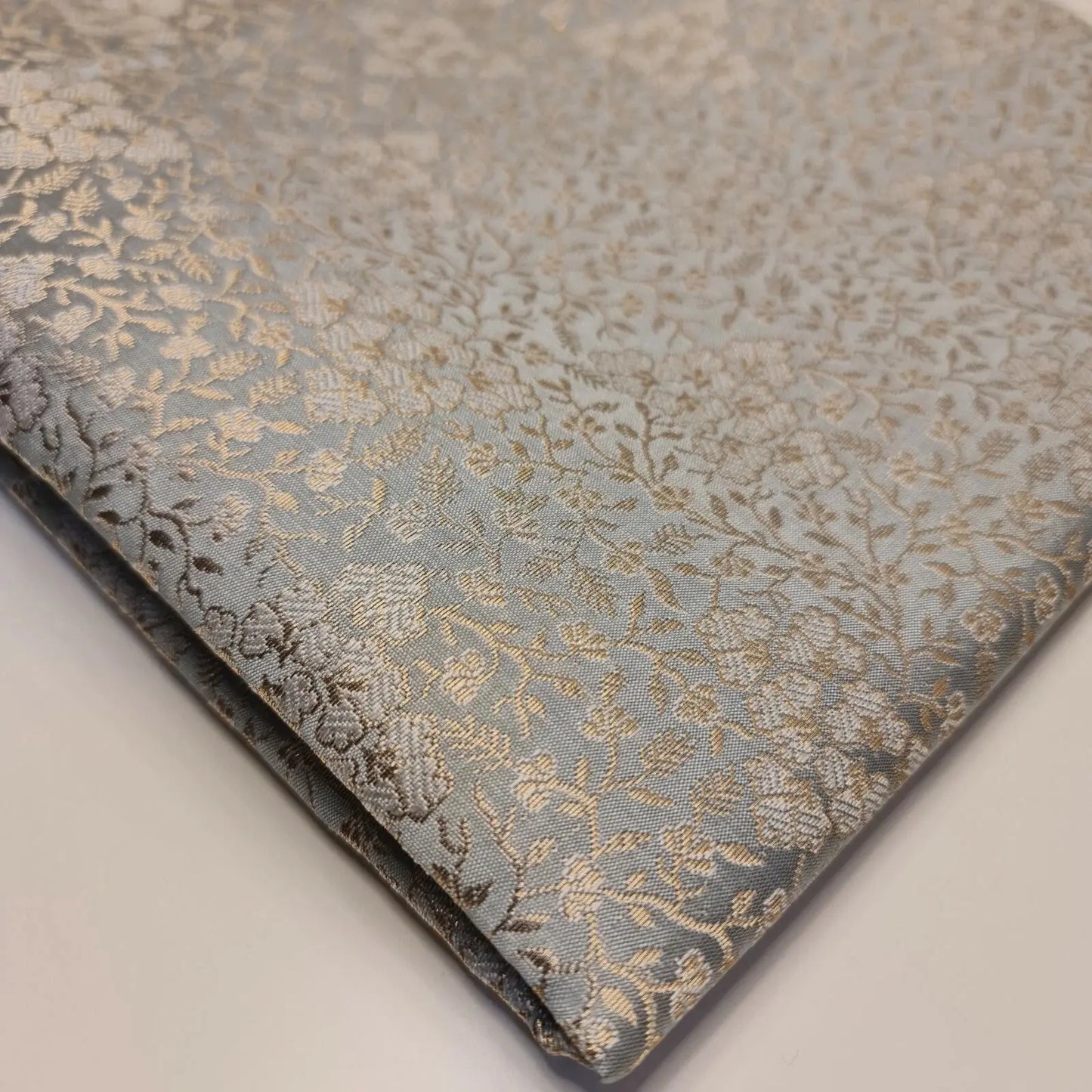 Ornamental Floral Pastels Indian Brocade Fabric | Gold Metallic Design 44" (112cm) Wide Dress, Craft & Décor Material – Sold by the Meter