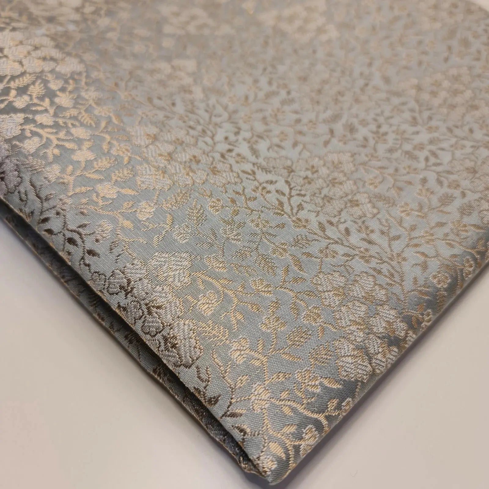 Ornamental Floral Pastels Indian Brocade Fabric | Gold Metallic Design 44" (112cm) Wide Dress, Craft & Décor Material – Sold by the Meter