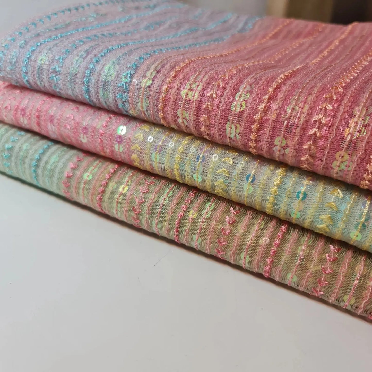 Multi Sequin Décor Mesh Fabric | 58" (147cm) Wide Bling Material for Weddings, Dressmaking & Craft Projects – Sold by the Metre