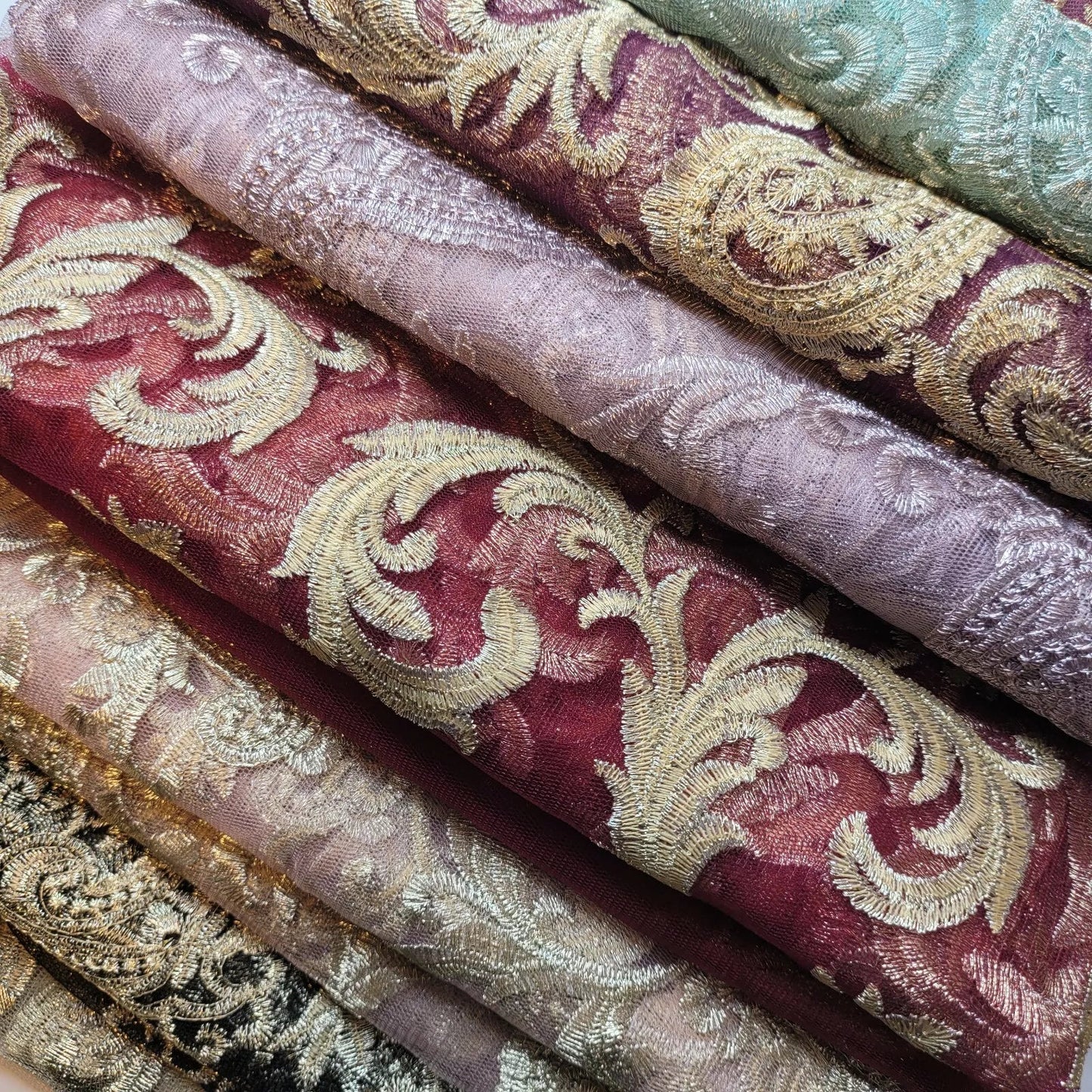 Paisley Embroidered Mesh Net Fabric | 58" (147cm) Wide Dressmaking & Craft Material – Sold by the Metre