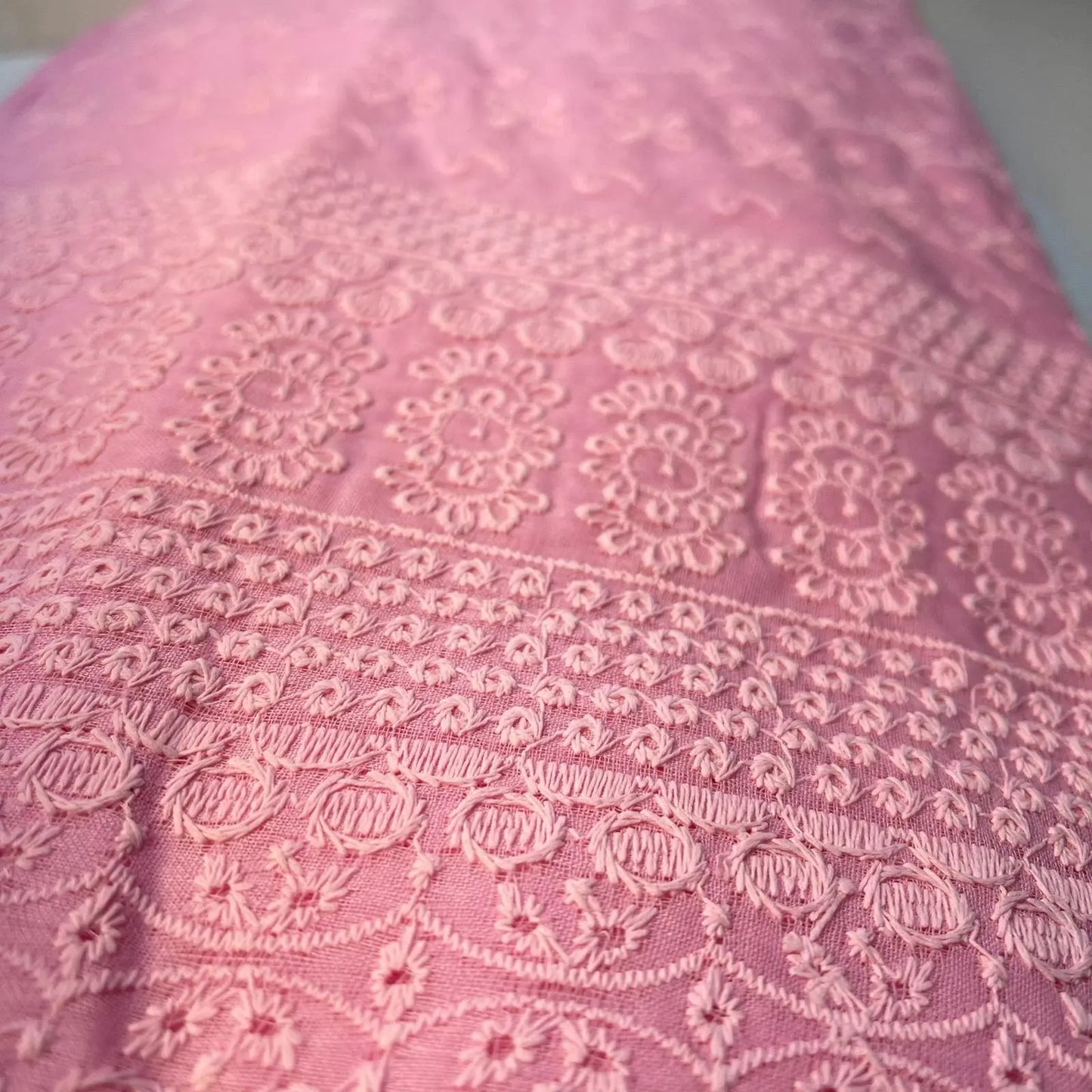 100% Cotton Lawn Broderie Anglaise Schiffli Embroidery Fabric | 44" (112cm) Wide Soft Dressmaking & Craft Material – Sold by the Meter