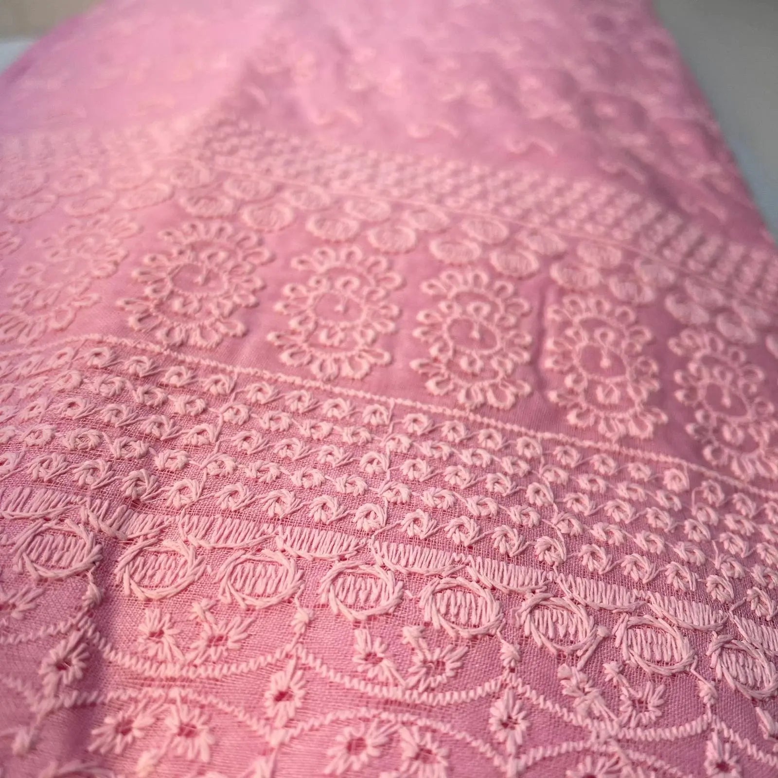 100% Cotton Lawn Broderie Anglaise Schiffli Embroidery Fabric | 44" (112cm) Wide Soft Dressmaking & Craft Material – Sold by the Meter