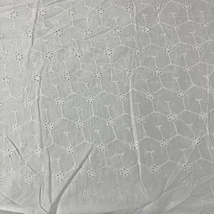 Cotton Floral Embroidery Fabric | Broderie Anglaise Lace 44" (112cm) Wide Dressmaking & Craft Material – Sold by the Metre  White #3