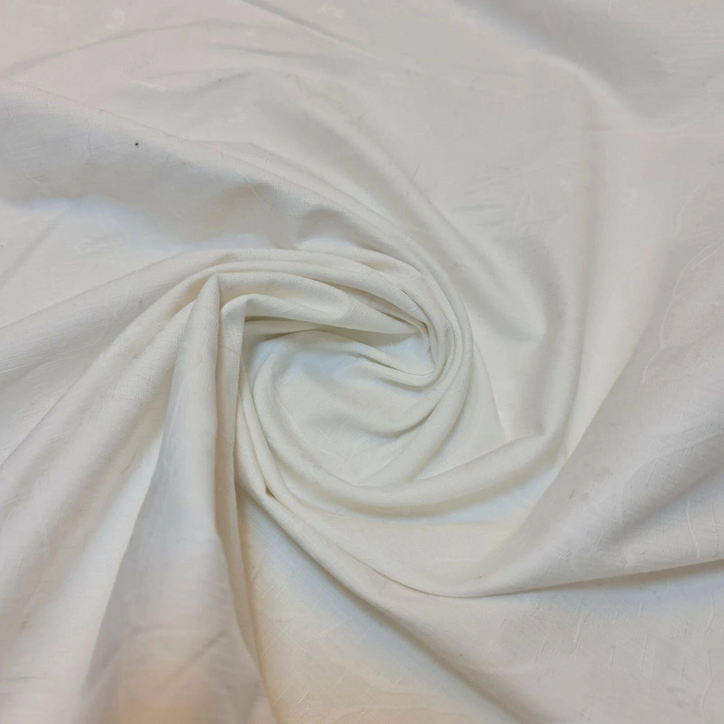 100% Cotton Jacquard Self-Print Fabric | 58" (147cm) Wide Soft Woven Curtain, Upholstery & Dress Material – Sold by the Meter  White