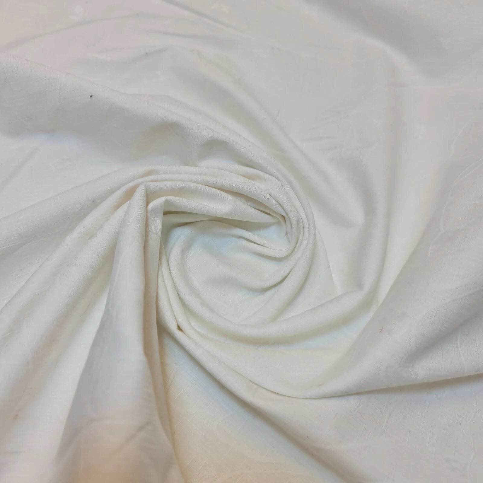 100% Cotton Jacquard Self-Print Fabric | 58" (147cm) Wide Soft Woven Curtain, Upholstery & Dress Material – Sold by the Meter  White