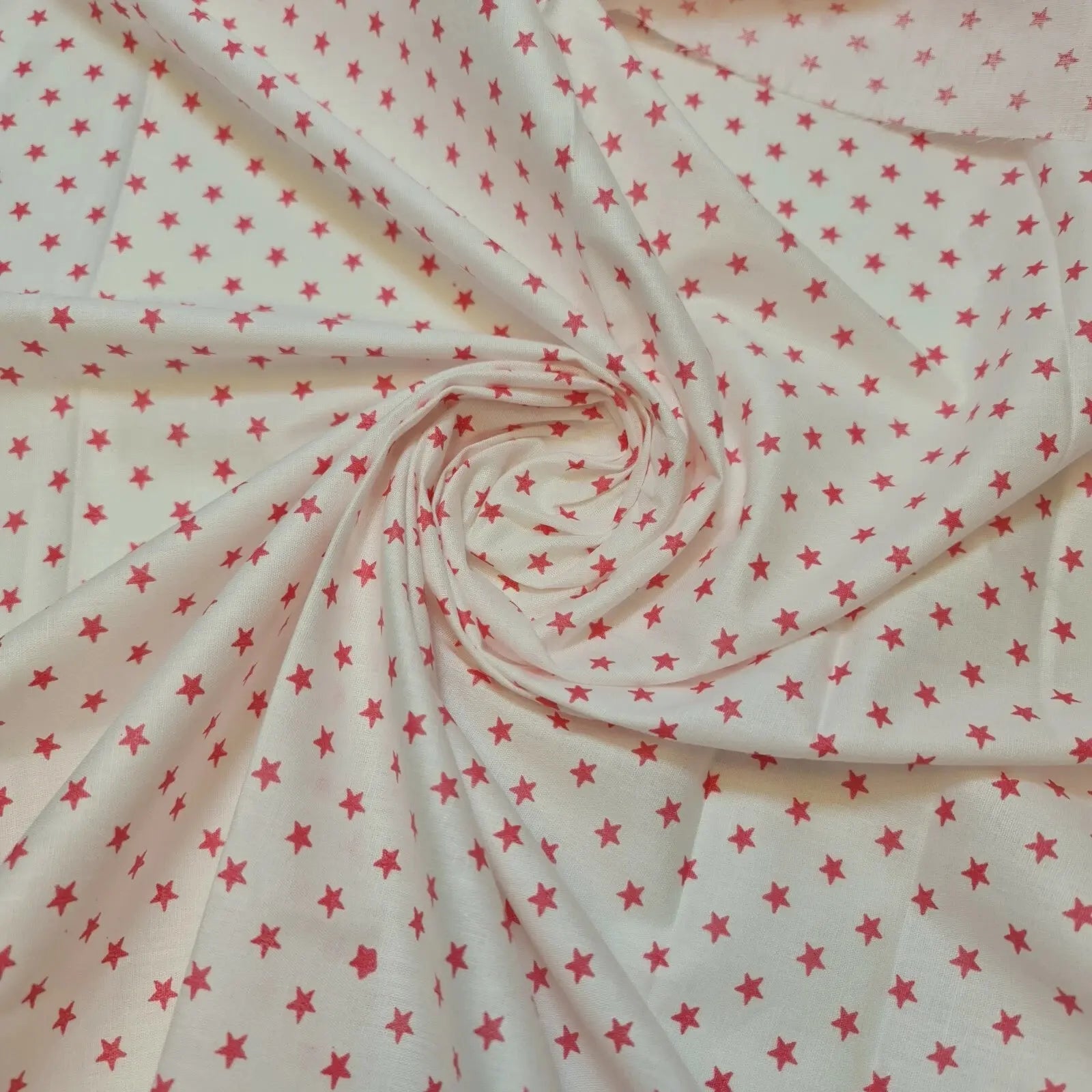 100% Cotton Poplin Star Print Fabric | White Base 44