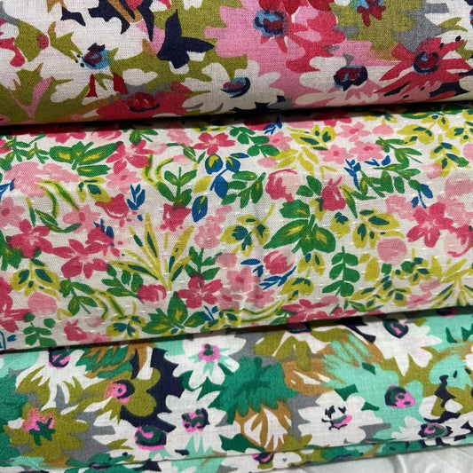 Floral Cotton Poplin & Cotton Drill Fabric | Rose & Hubble Ditsy & Printed Designs 58" (147cm) Wide – Dressmaking, Craft & Quilting Material – Sold by the Meter