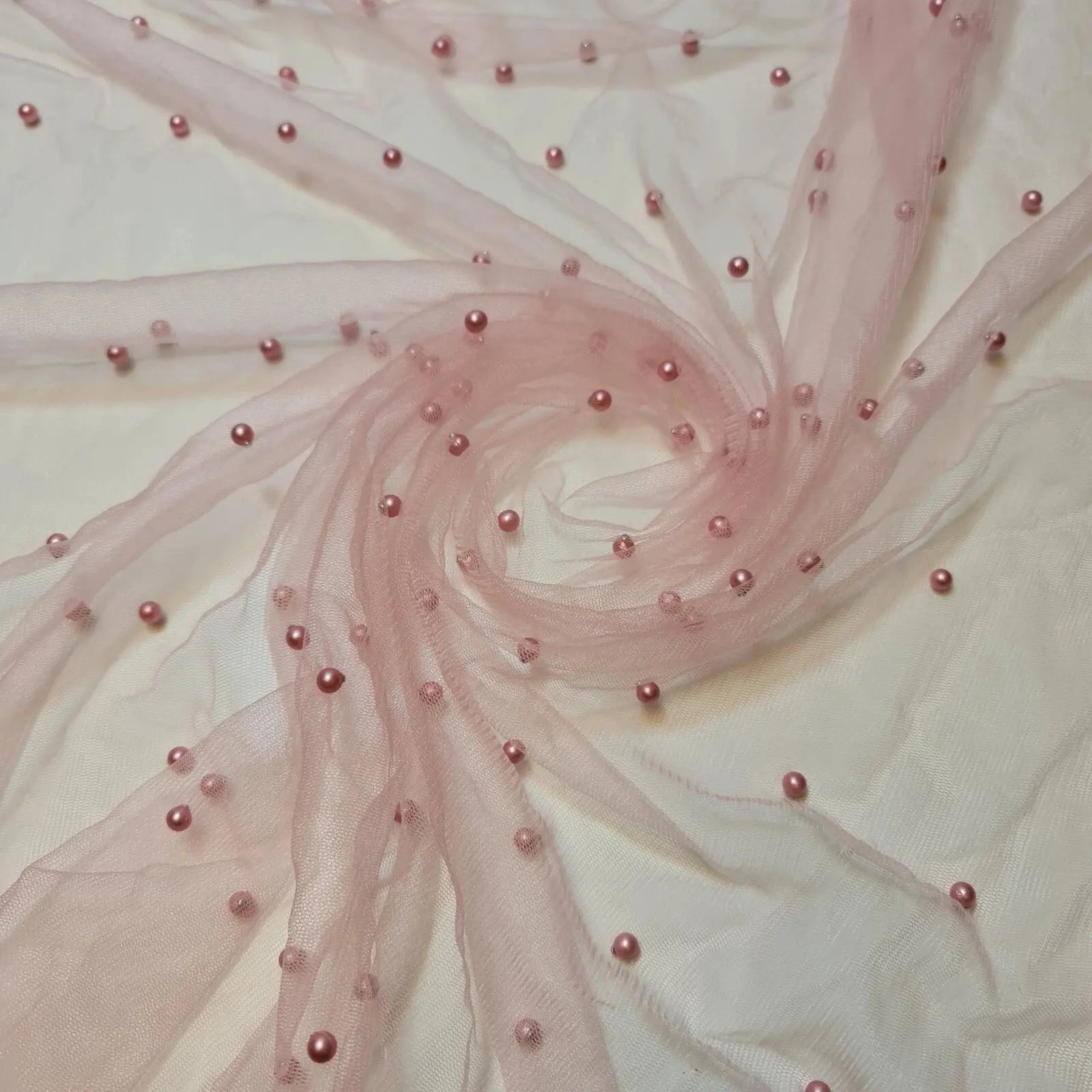 Tulle Beaded Pearl Lace Net Fabric | 58