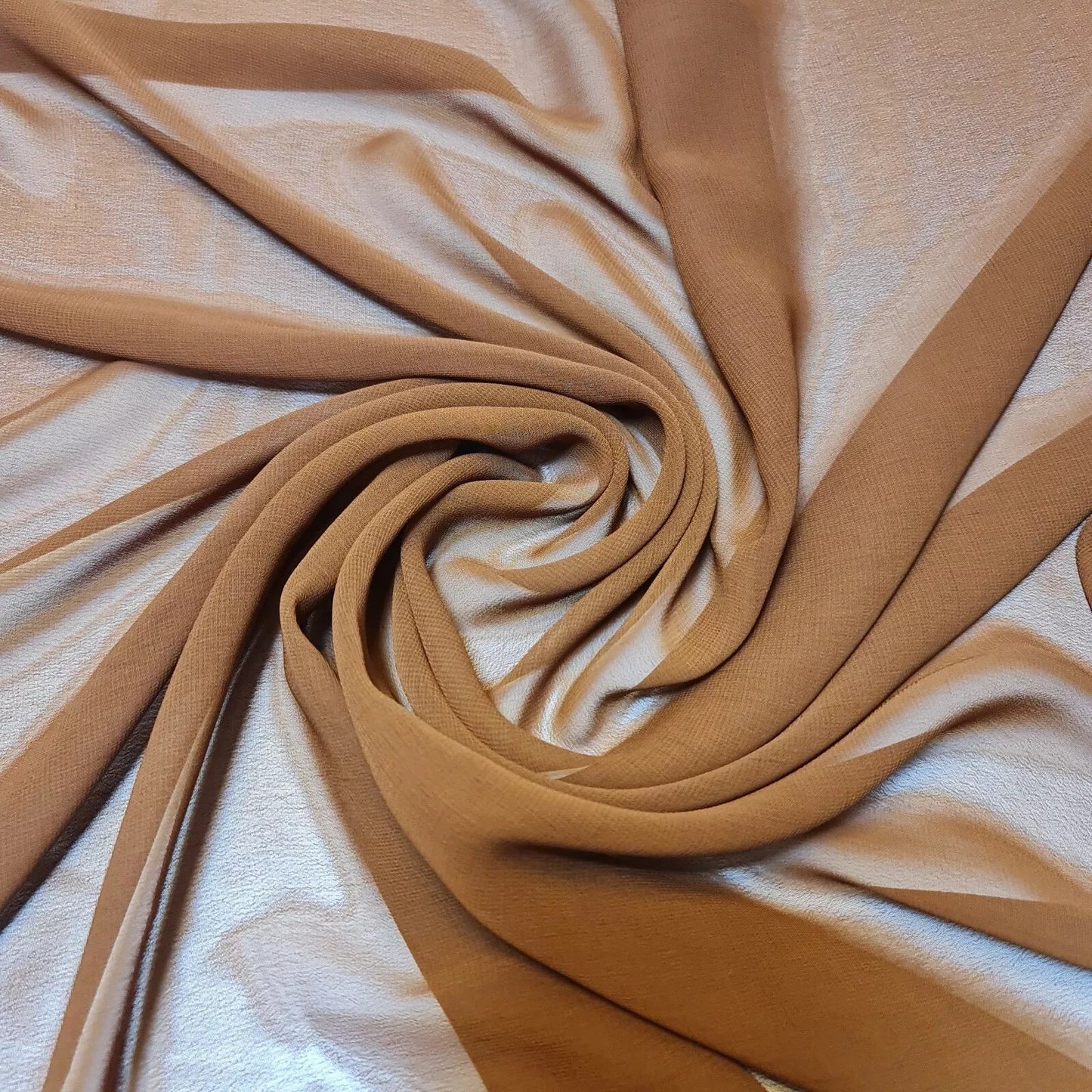 Chiffon Sheer Plain Soft Polyester Fabric – 44" Wide for Wedding, Dress & Craft – 30m Bolt/Roll  Brown (S)