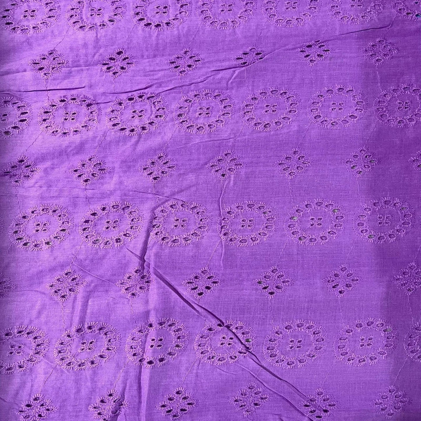 Cotton Floral Embroidery Fabric | Broderie Anglaise Lace 44" (112cm) Wide Dressmaking & Craft Material – Sold by the Metre  Lilac #2
