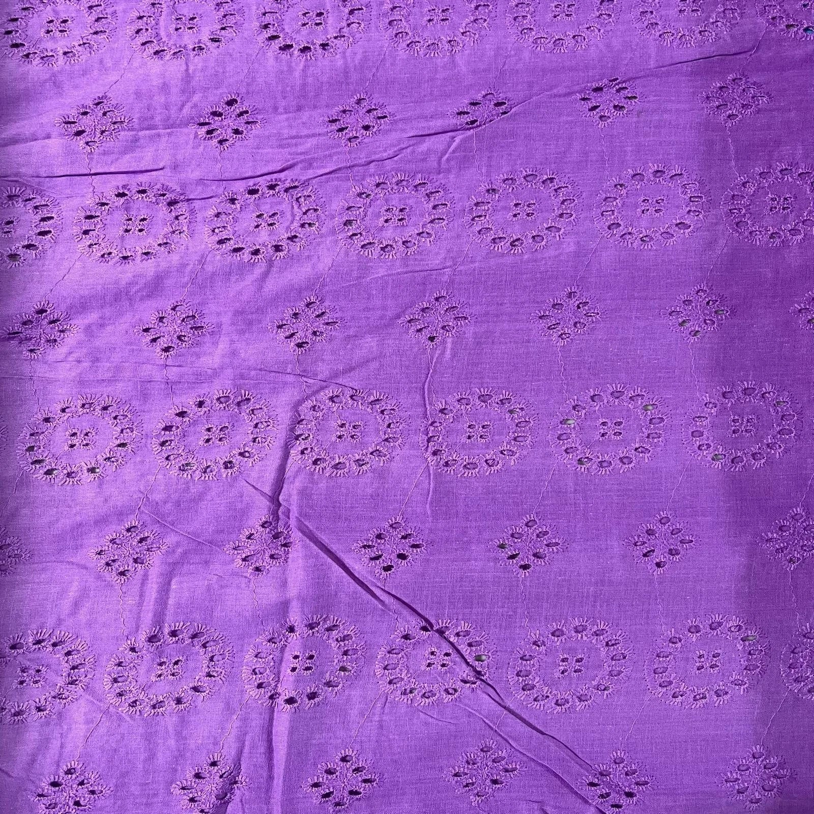 Cotton Floral Embroidery Fabric | Broderie Anglaise Lace 44" (112cm) Wide Dressmaking & Craft Material – Sold by the Metre  Lilac #2