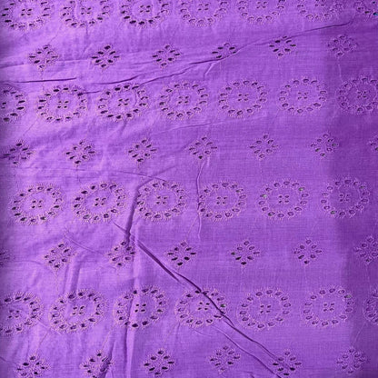 Cotton Floral Embroidery Fabric | Broderie Anglaise Lace 44" (112cm) Wide Dressmaking & Craft Material – Sold by the Metre  Lilac #2