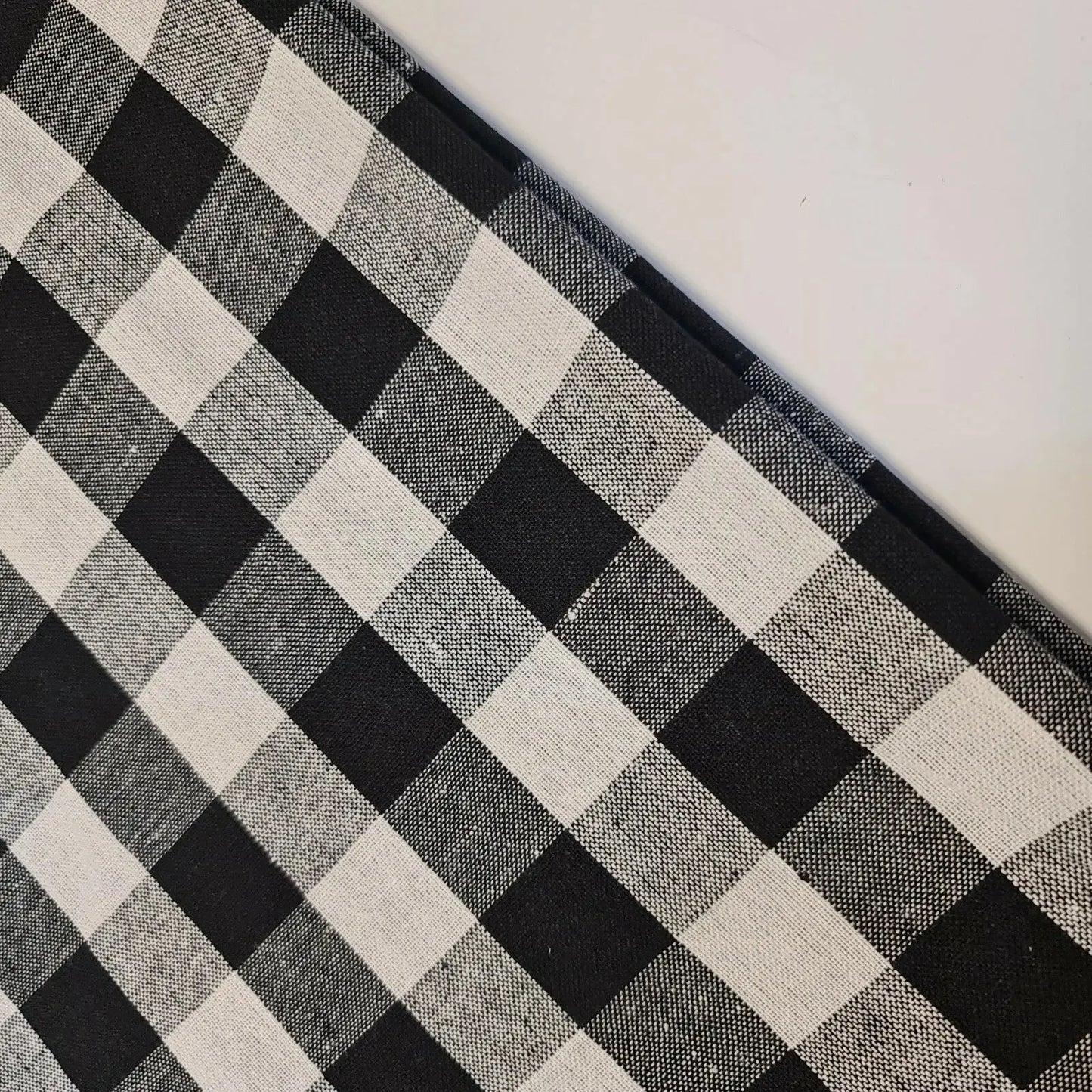 Premium 100% Cotton Gingham Khadi Handloom Fabric | 1" Check Soft Linen-Feel Cloth 42" (107cm) Wide – Sold by the Meter