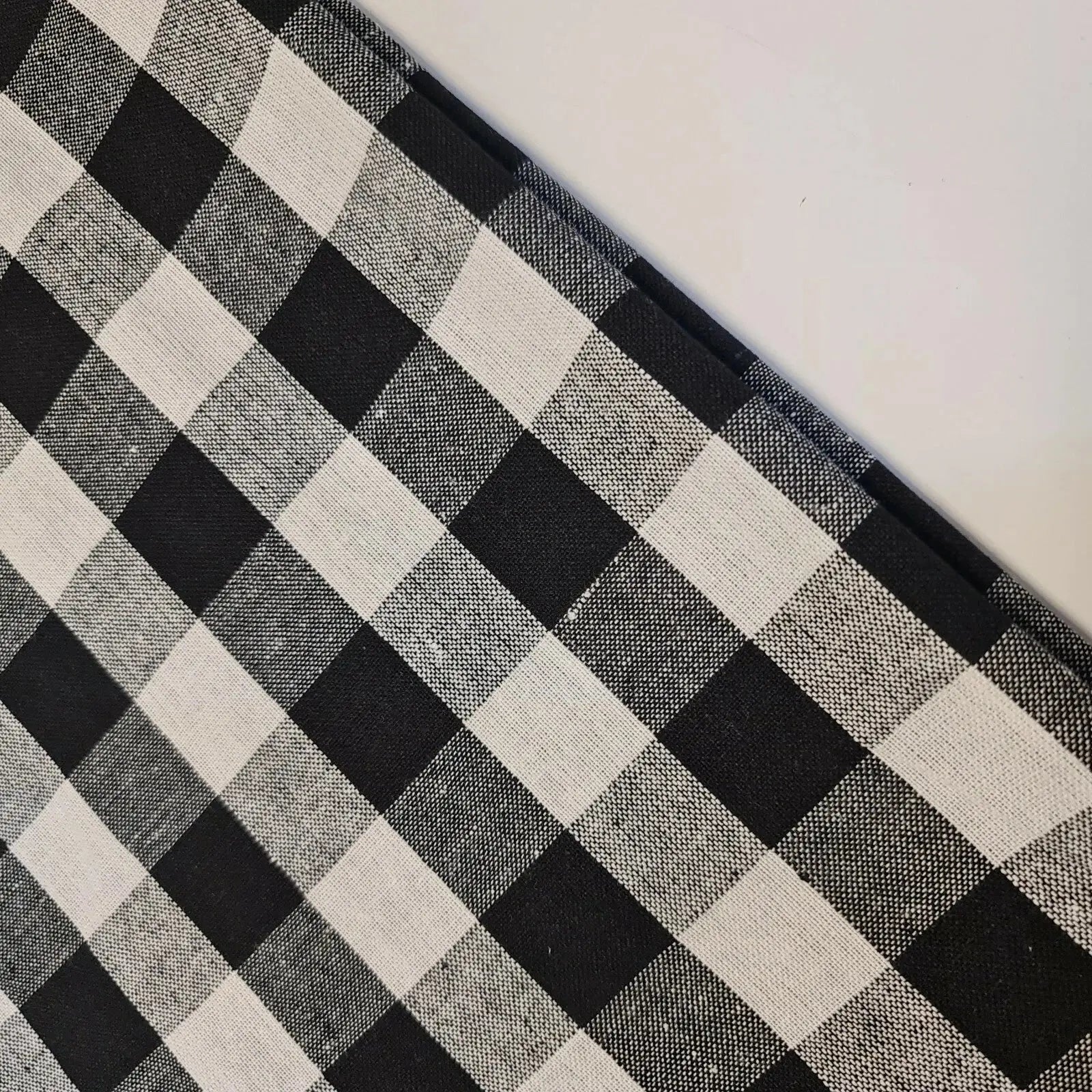 Premium 100% Cotton Gingham Khadi Handloom Fabric | 1" Check Soft Linen-Feel Cloth 42" (107cm) Wide – Sold by the Meter