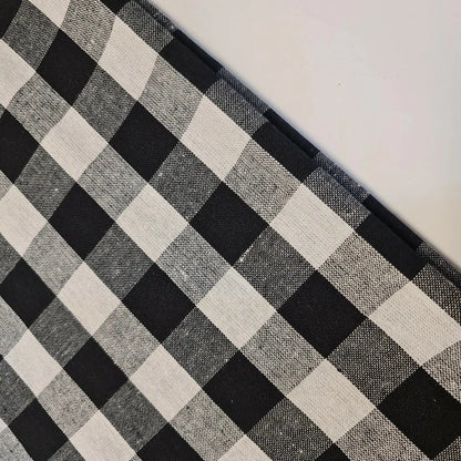 Premium 100% Cotton Gingham Khadi Handloom Fabric | 1" Check Soft Linen-Feel Cloth 42" (107cm) Wide – Sold by the Meter