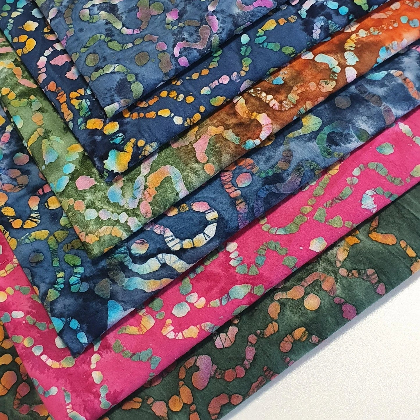 100% Cotton Batik Fabric | Hand-Dyed Multicolour Artisan Print 44" (112cm) Wide Patchwork, Quilting & Craft Material – Sold by the Meter