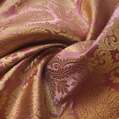 Brocade Ornamental Floral Fabric | Gold Metallic Jacquard 44" (112cm) Wide Dressmaking, Costume & Craft Material – Sold by the Metre  Dusty Pink