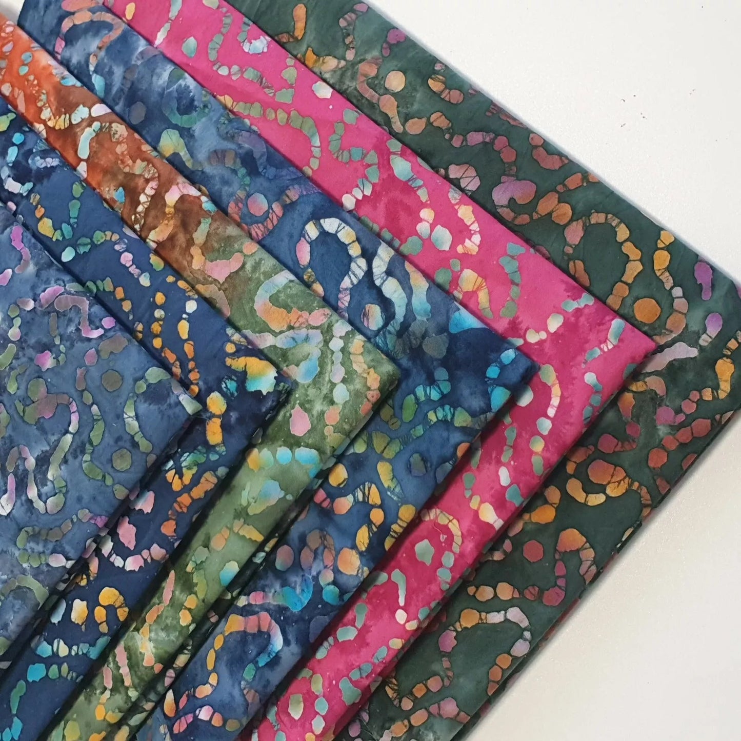 100% Cotton Batik Fabric | Hand-Dyed Multicolour Artisan Print 44" (112cm) Wide Patchwork, Quilting & Craft Material – Sold by the Meter