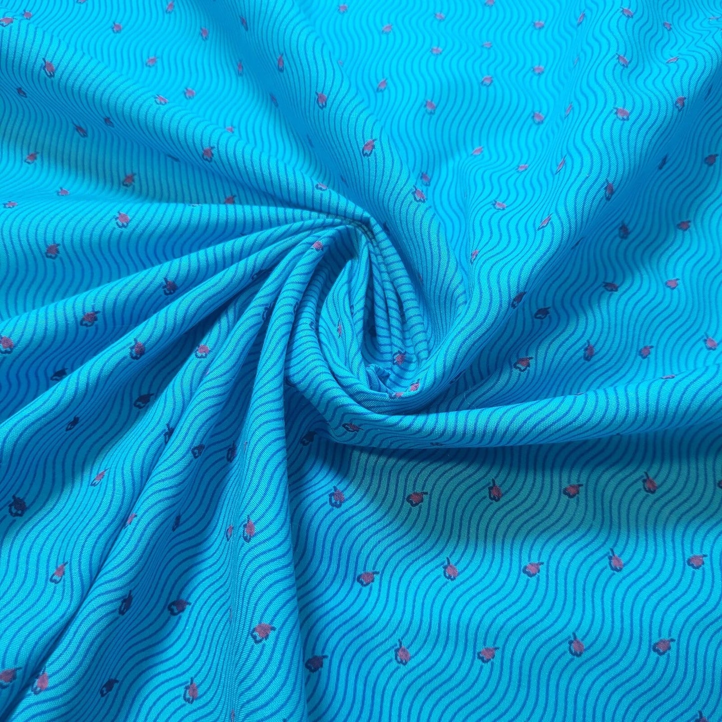 100% Cotton Vintage Floral Fabric | 44" (112cm) Wide Novelty Print for Dressmaking, Quilting & Craft Material – Sold by the Metre  Turquoise Ditsy Wave