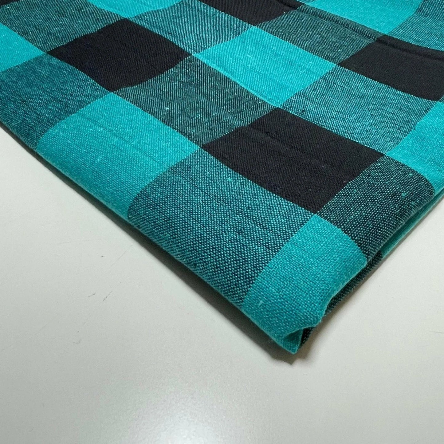 Premium 100% Cotton Gingham Khadi Handloom Fabric | 2" Check Soft Linen-Feel Cloth 42" (107cm) Wide – Sold by the Meter