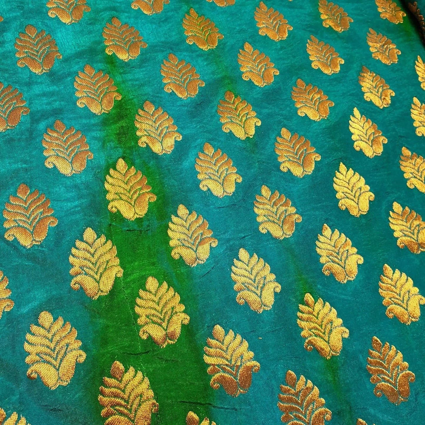 Royal Emblem Indian Vintage Tie Dye Jacquard Banarasi Brocade Fabric | 44" (112cm) Wide Dress & Craft Material – Sold by the Metre