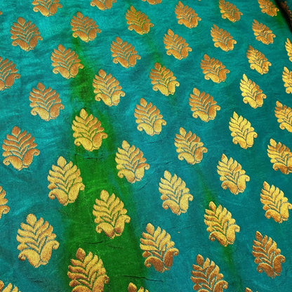 Royal Emblem Indian Vintage Tie Dye Jacquard Banarasi Brocade Fabric | 44" (112cm) Wide Dress & Craft Material – Sold by the Metre