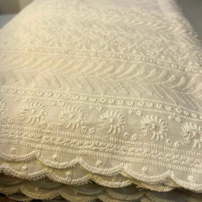 100% Cotton Lawn Broderie Anglaise Schiffli Embroidery Fabric | 44" (112cm) Wide Soft Dressmaking & Craft Material – Sold by the Meter