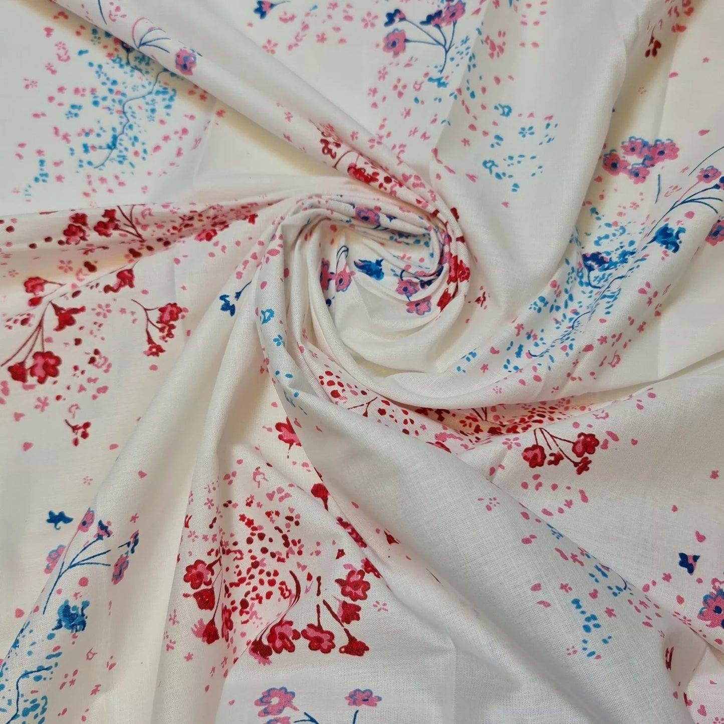 100% Cotton Printed Fabric | Leopard, Ditsy, Vintage, Polka & Rose Floral Designs – 44" (112cm) Wide Soft Dressmaking & Craft Material – Sold by the Metre  Spring Blossom Drift