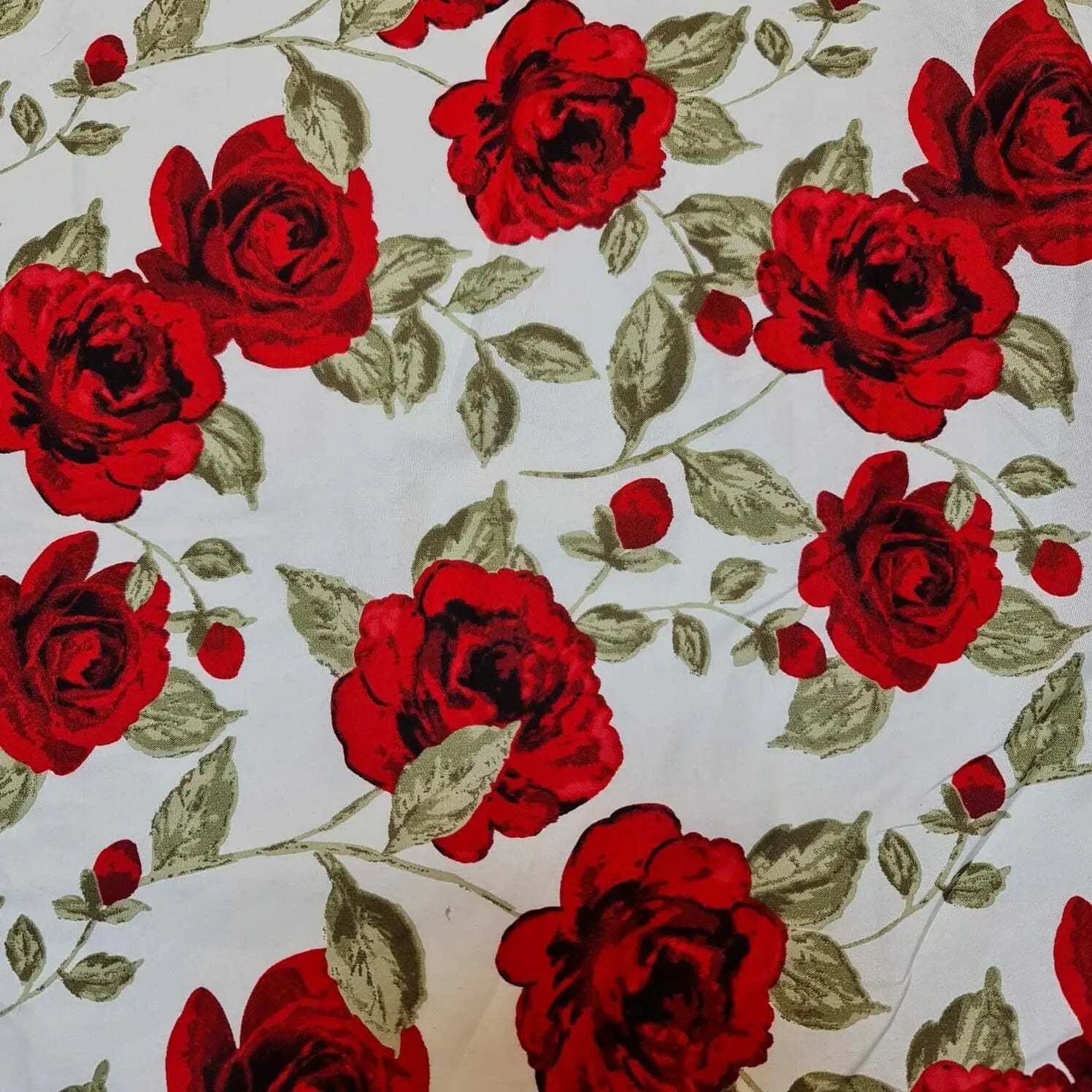 100% Cotton Poplin Rose Print Fabric | 58" (147cm) Wide Soft Dressmaking, Sewing & Craft Material – Sold by the Metre