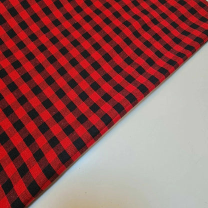 Premium 100% Cotton Gingham Khadi Handloom Fabric | 1/4" Check Soft Linen-Feel Cloth 42" (107cm) Wide – Sold by the Meter