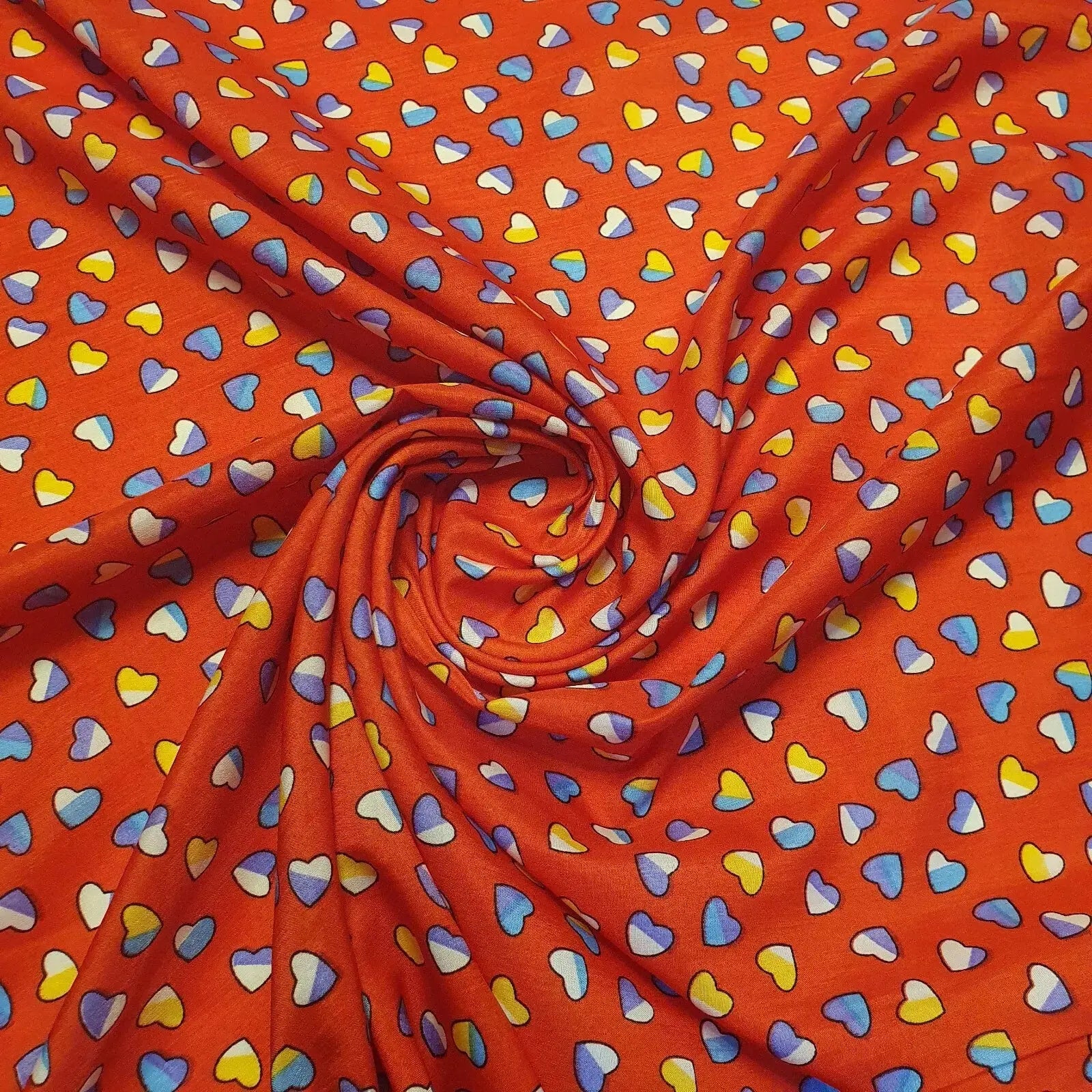 Multi Heart Crepe Printed Fabric | 58
