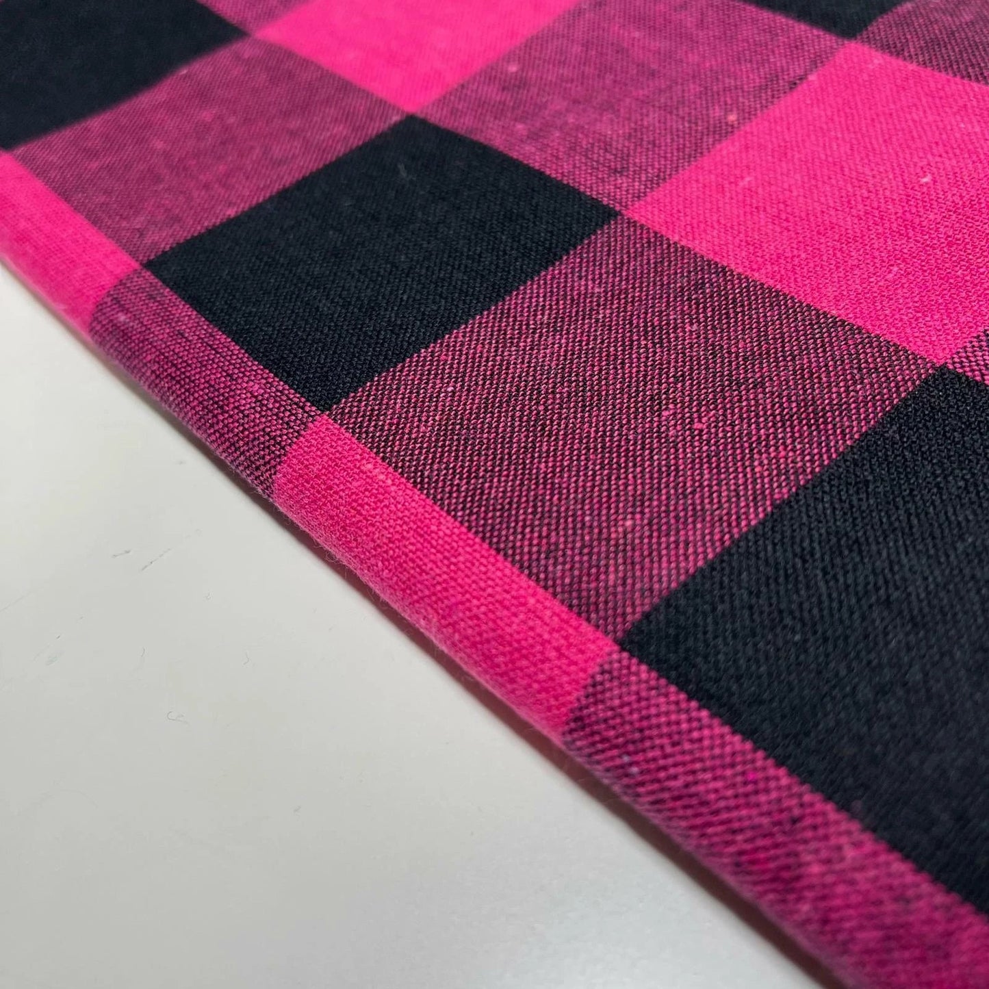 Premium 100% Cotton Gingham Khadi Handloom Fabric | 2" Check Soft Linen-Feel Cloth 42" (107cm) Wide – Sold by the Meter