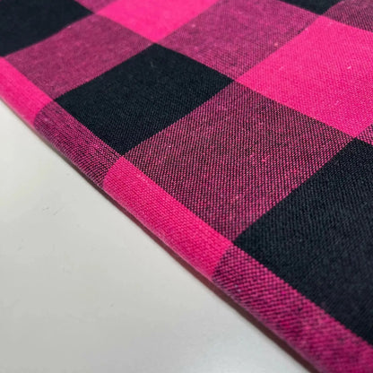 Premium 100% Cotton Gingham Khadi Handloom Fabric | 2" Check Soft Linen-Feel Cloth 42" (107cm) Wide – Sold by the Meter