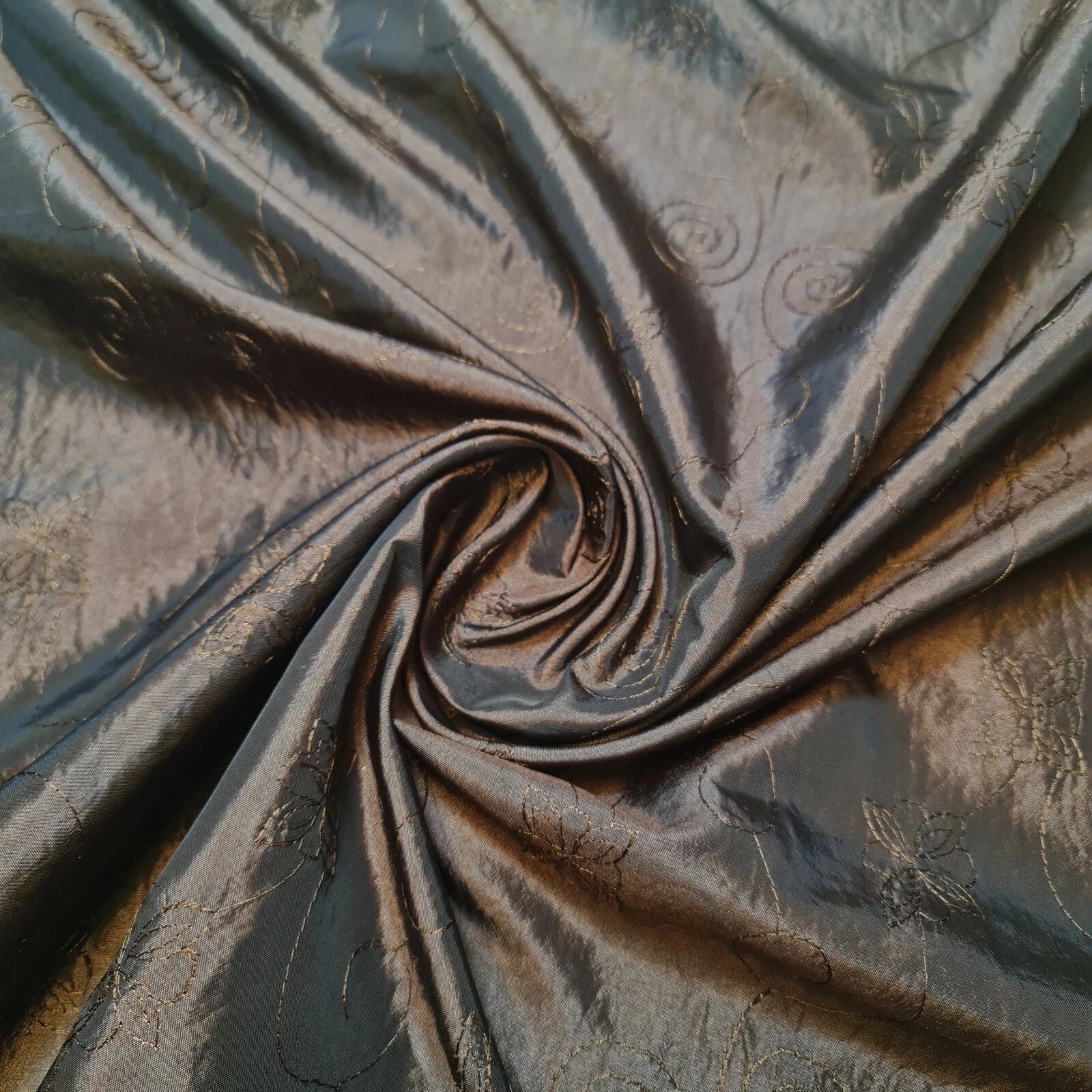 Embroidered & Self-Print Luxury Faux Silk Taffeta Fabric | 58