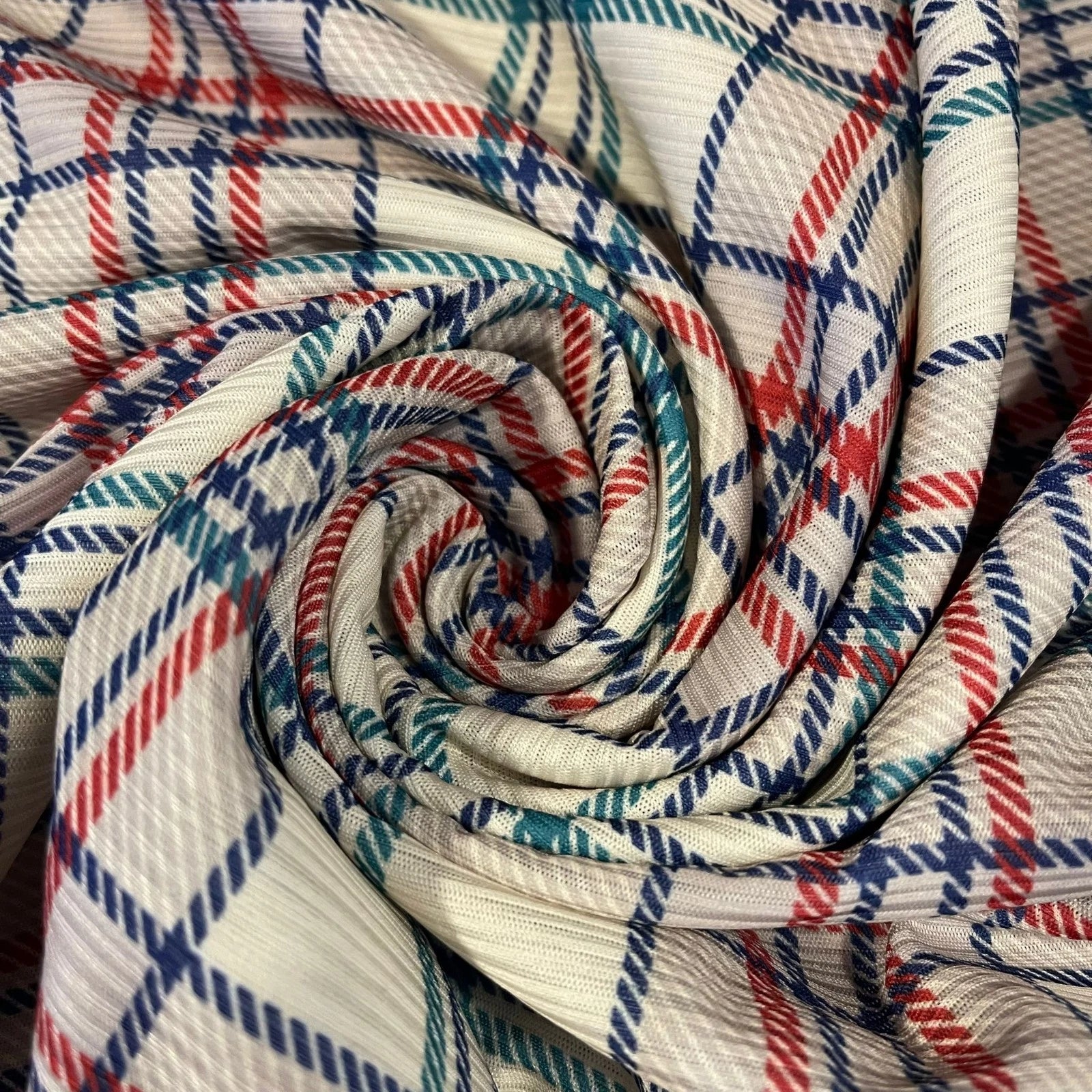 Tartan Plaid Stretch Jersey Fabric | Check Dress & Costume Material 58