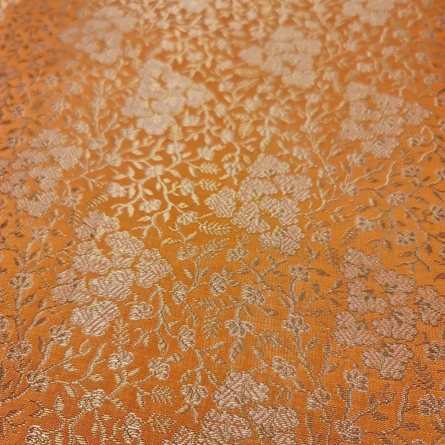 Ornamental Floral Pastels Indian Brocade Fabric | Gold Metallic Design 44" (112cm) Wide Dress, Craft & Décor Material – Sold by the Meter