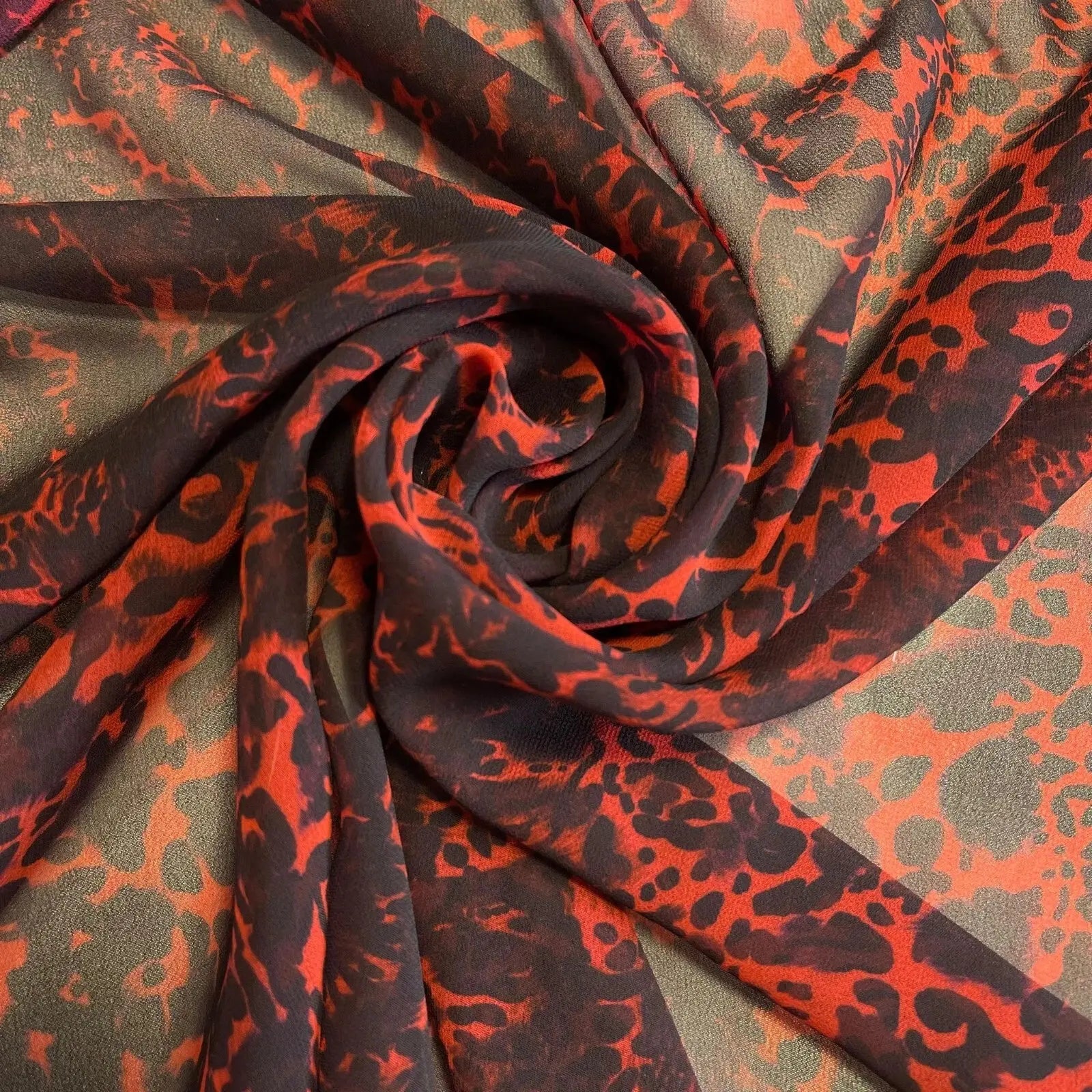 Floral Printed Polyester Georgette & Sheer Chiffon Fabric | 44" (112cm) Wide Lightweight Summer Dressmaking Material – Sold by the Metre