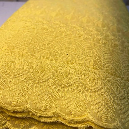 100% Cotton Lawn Broderie Anglaise Schiffli Embroidery Fabric | 44" (112cm) Wide Soft Dressmaking & Craft Material – Sold by the Meter