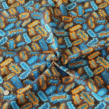 Superhero Comic POW Polycotton Fabric | 44" (112cm) Wide Kids Costume, Dressmaking & Craft Material – Sold by the Metre
