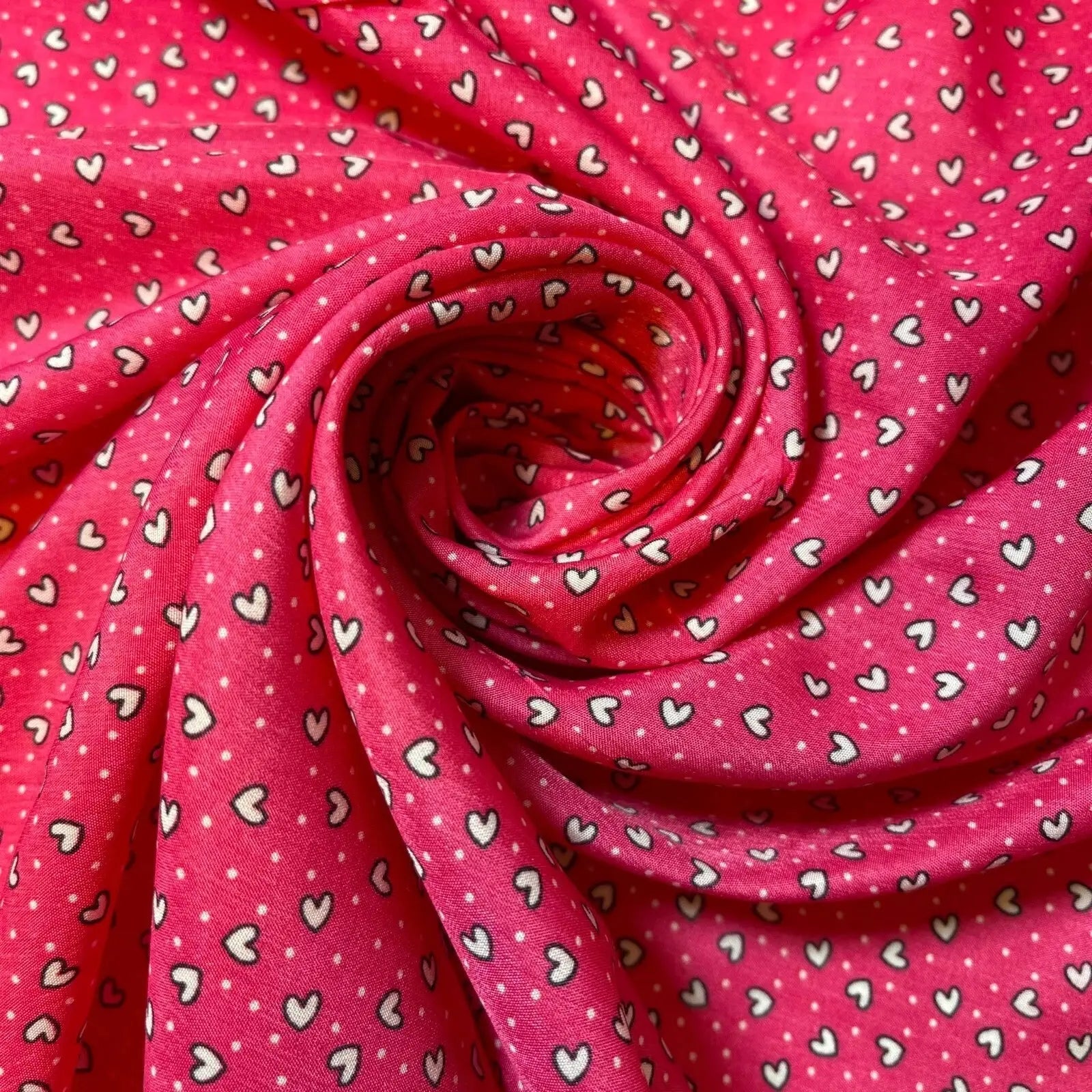 Multi Heart Crepe Printed Fabric | 58