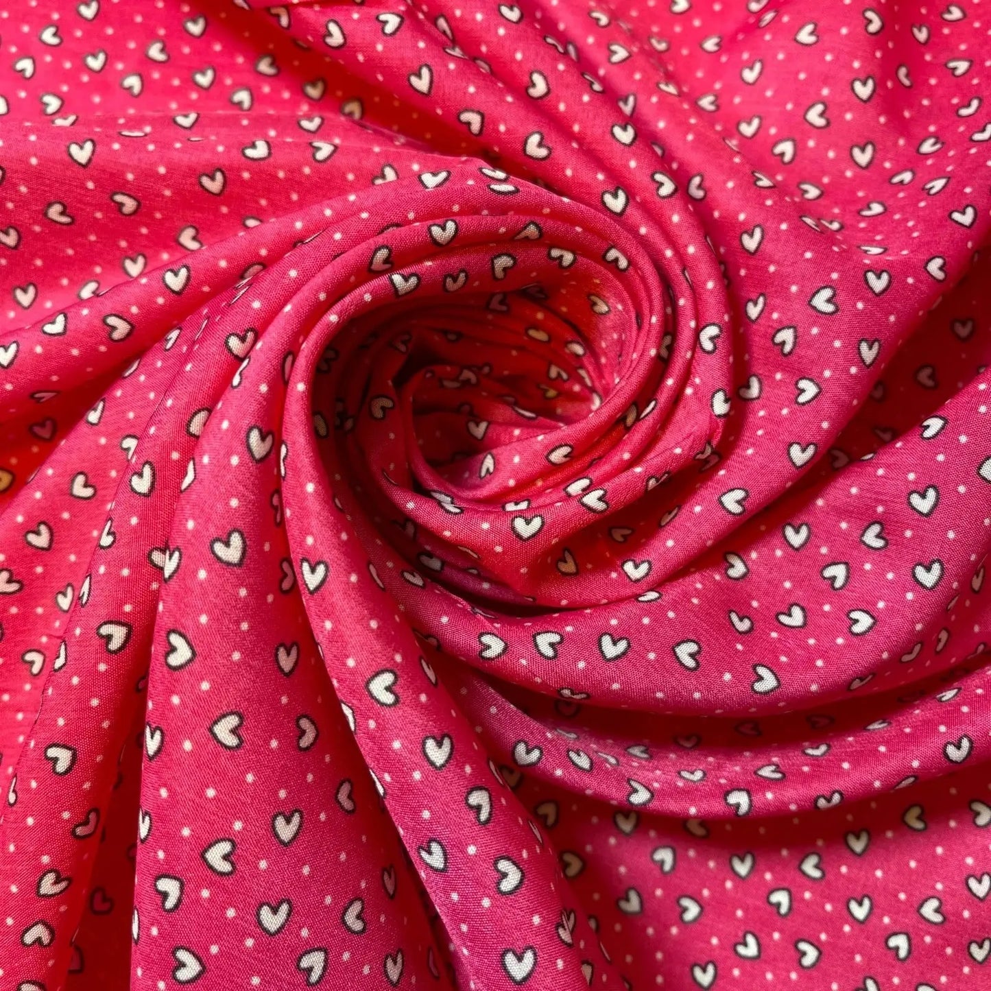 Multi Heart Crepe Printed Fabric | 58" (147cm) Wide Sewing, Craft & Dressmaking Material – Sold by the Metre